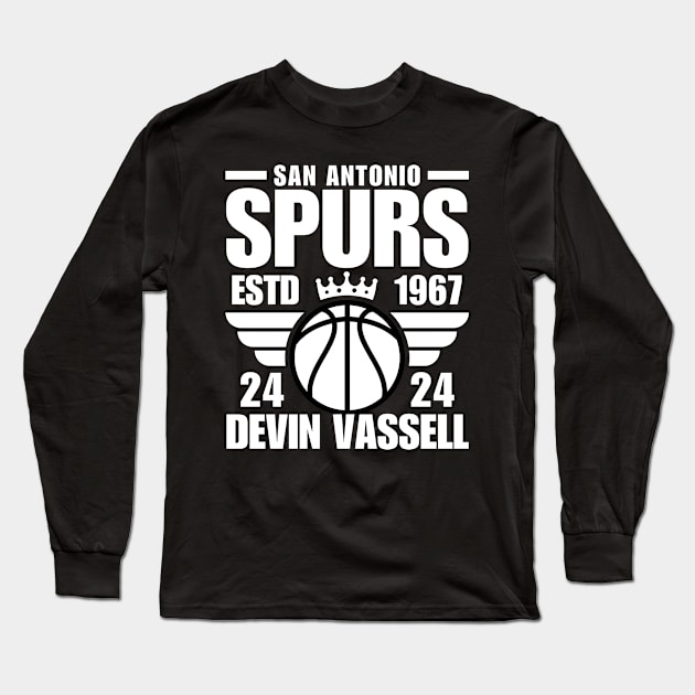 San Antonio Spurs Devin Vassell 24 Basketball Retro Long Sleeve T-Shirt by ArsenBills